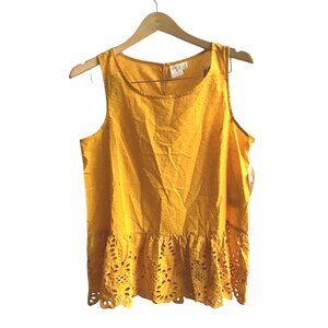 ADYSON PARKER- WOMENS ORANGE CREW NECK BOTTOM RUFFLE BUTTON CLOSURE SIZE MEDIUM